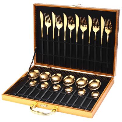 China Wholesale Viable Knife Spoon Fork Set Gold Flatware 24PCS Stainless Steel Flatware Sets Cutlery Set For Gift Weeding Party for sale