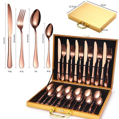 China Sustainable Rose Gold Cutlery Set Wholesale 24PCS Stainless Steel Flatware Set From Amazon for sale