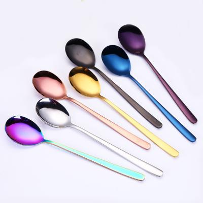 China Durable Hot Selling Korean Style Titanium Plating Colorful 304 Stainless Steel Spoon for sale