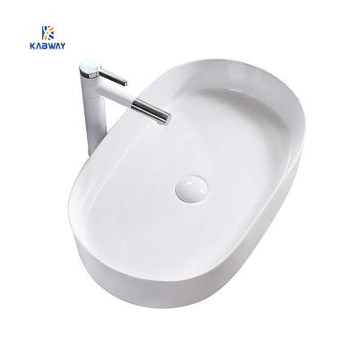 China Modern Factory Price Bathroom Sink Counter Top Oval Sanitary Ware Ceramic Wash Basin for sale