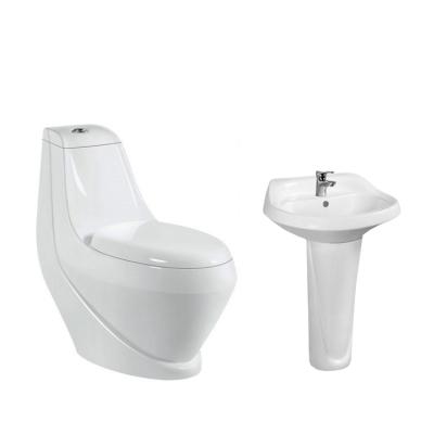 China In Stock Modern Chinese Sanitary Ware Bathroom Ceramic WC One Piece Toilet Set for sale