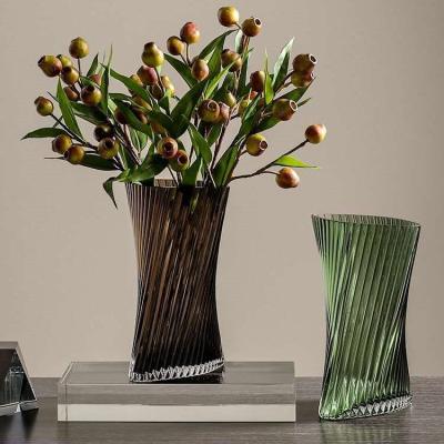 China Home vertical striped vase glass flower arrangement modern minimalist glass vase living room Nordic warm modern glass vase for sale