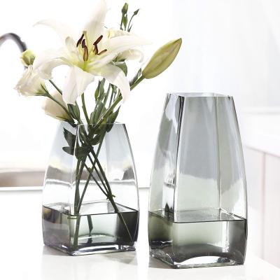 China Modern European Style Crystal Clear Glass Flower Vase Luxury Home Decoration Wedding Table Centerpiece for sale