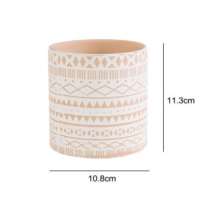 China Cheap Wholesale Modern Nordic Creative Antique Pattern Design Ceramic Plant Pots Cylindrical Potted Flower Pot for sale