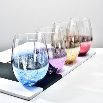 China Viable Transparent Fashion Water Pattern Glitter Water Cup Starry Wine Drinking Glass for sale