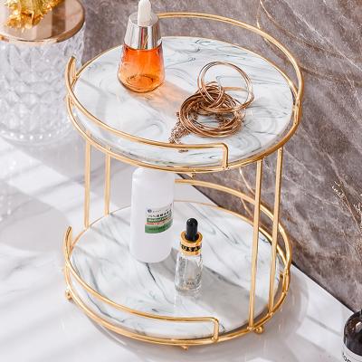 China Viable Luxury Light Luxury Desktop Cosmetic Bathroom Vanity Storage Box Organizers Dressing Table Rack Toilet for sale