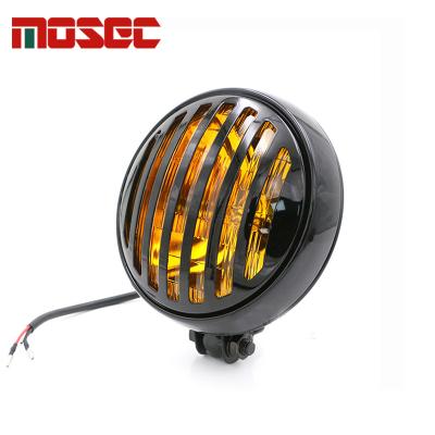 China Universal For All Kinds Motorcycle Motorbike 5 Inch Round Hi/Lo Grill Beam Retro Light Motorbike Headlamp Headlamp For Cafe Racer Bikes for sale