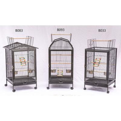 China NZB Black Metal Stainless Steel Large Sustainable Pet Bird Villa Parrot Cage Feeding Birds for sale