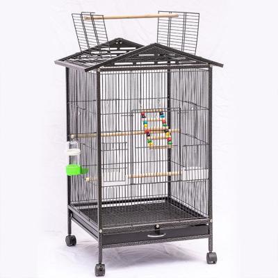 China Multi Functional Black Metal Viable NZB Bird Villa Group Parrot Bird Breeding Top Cage for sale