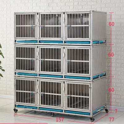 China NZB Three-Layer Stainless Steel Equipment Pet Veterinary Hospital Stimulate Isolation Cage Vet Cat Dog Cages for sale