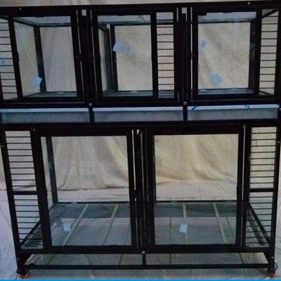 China NZB pet beauty shop durable heavy duty painted black glass pet hospital 304 stainless steel dog cage for sale