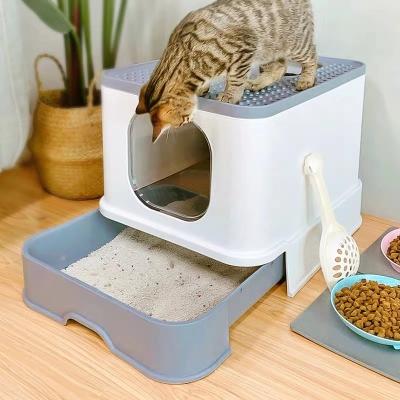 China Wholesale Viable Garbage Drawer Fully Enclosed Fat Cat Toilet Deodorant Cat Litter Box Collapsible Splash-proof for sale