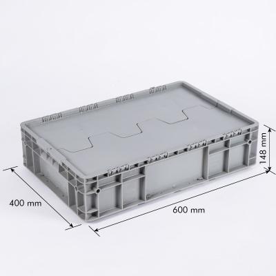 China Mesh Big Crate 600*400*148mm Wholesale Price Plastic Storage Stackable Crate With Lid for sale