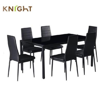 China Durable high quality stylish dining room furniture fiberglass dining table train set with 6 seater chairs for sale