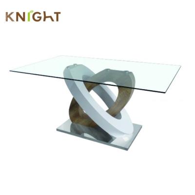 China New Model Modern Designs Furniture Stainless Steel Royal Luxury Tempered Glass Imported MDF Center Furniture Dining Table for sale