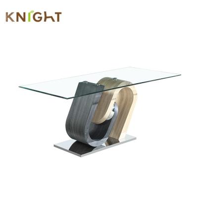 China Wholesale Modern Dining Room Furniture Clear Space Style Tempered Glass Top Thai Dining Table for sale