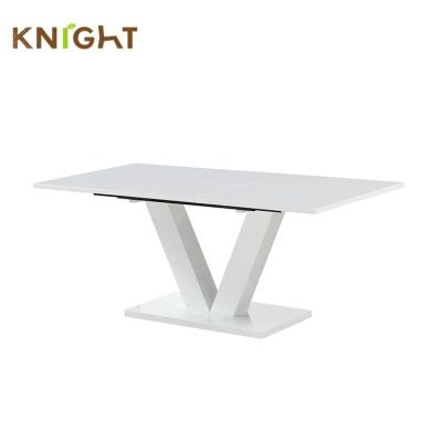 China Wholesale Modern Karachi MDF Furniture Modern Luxury White High Gloss Paint Material Tempered Table for sale