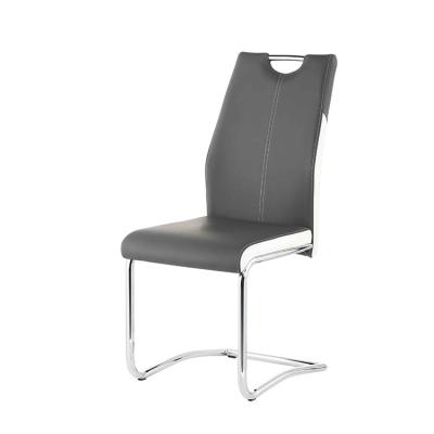 China Modern Popular PU Leather Chrome Leg Dining Chairs for sale