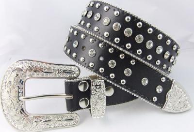 China black faux leather rhinestone waistbands for cowgirl for sale