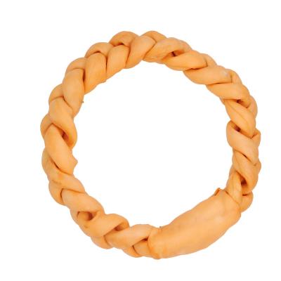 China Customized Viable Sizes Rawhide Braided Dog Chew Ring Bones for sale