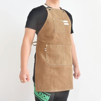 China Eco-Friendly Artist / Hairdresser / Baker / Carpenter Work Waxed Canvas Tool Apron for sale