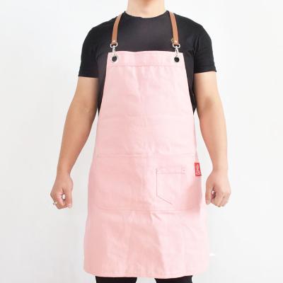 China Canvas Cobbler Workshop Carpenter Bib Tool Eco-friendly Waxed Heavy Duty Apron With Pockets Pink for sale