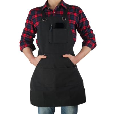 China Eco-Friendly Durable Waxed Work Aprons Woodworking Tool Heavy Duty Waxed Cross-Back Straps With Tool Pockets for sale