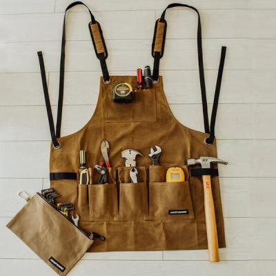 China New Heavy Duty Waxed Waterproof Carpenter Canvas Tool Cleaning Apron for sale