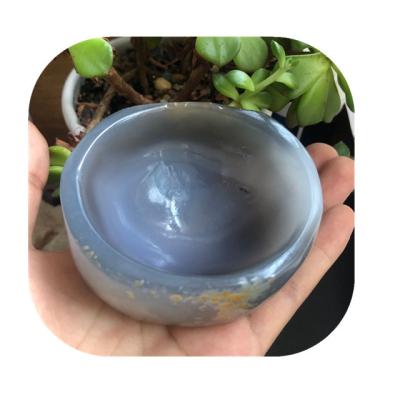 China Wholesale Europe Hand Carved Natural Gray Agate Crystal Bowls Healing Stones Crystals For Home Decoration for sale