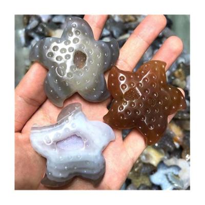 China Europe wholesale natural healing carved agate crystal druzy geode star carvings for gift for sale