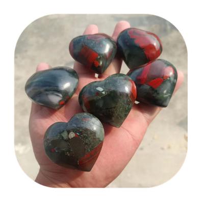 China Semi-precious stone newcomers from Europe open natural bloodstone heart-shaped stone for wedding decoration for sale