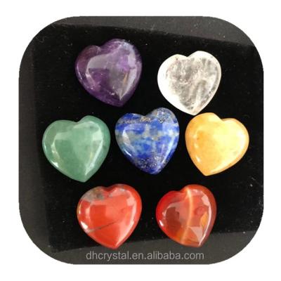 China Wholesale Natural Heart Stone Europe Crystal Heart Shaped Stones 7 Chakra For Gift for sale