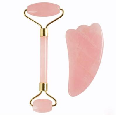 China Portable/Cool/Comfortable/Double Rollers Massage Products Face Crystal Manual Massager Stone Spike Roller With Guasha For Skin Rejuvenation Beauty for sale