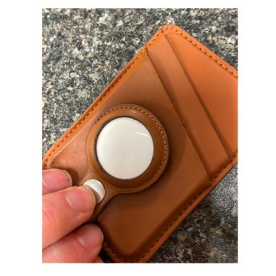 China Promotion Gift Super Slim Pocket Strong Magnets Two Leather Magsafe Card Slots For Airtag for sale