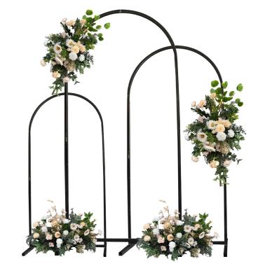 China Iron Wedding Props Black Arched Arched Stage Background Decoration Wedding Wrought Iron Flower Stand Welcome Screen for sale