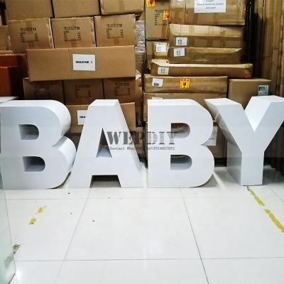 China Large Durable 3d Baby Letters BABY Alphabet White Metal Baby Letters For Weddings Decoration for sale