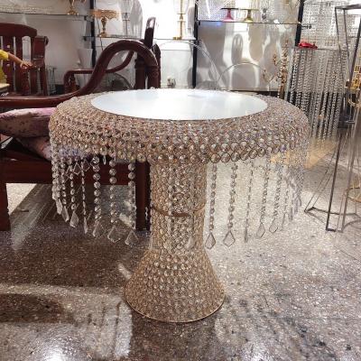 China Iron+crystal Wedding Cake Table Wedding Decoration Props European Style Gold Silver Electroplating Crystal Dining Table for sale