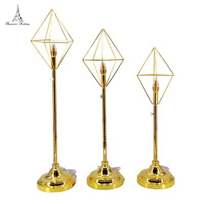 China Durable Wedding Props Diamond Street Lights Stage Lighting Stage Decoration Layout Wrought Iron Ornaments Geometric Gold for sale