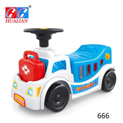 China Ride On Toy Pretend Playing Pet Doctor Dog Ambulance Toy Kids Ride On Car With Rescue Box for sale