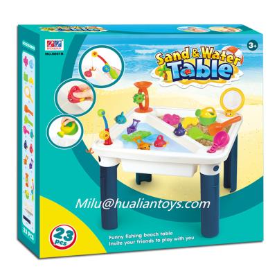 China New play sand and water table plastic fishing toys water play set set summer toy beach set for kids for sale