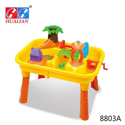 China Outdoor Preschool Toy Hualian Beach Toys PVC Sand Table With Chair And Sand Table Art Sand Tool Model for sale