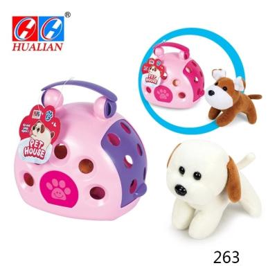 China Plastic Pretend Playset Small Pet Kit Pet Carrier With Stuffed Dog for sale