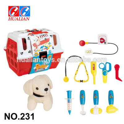 China Plastic Pretend Play Doctor Set Plush Dog Pet House Set Puppy With Carrier for sale