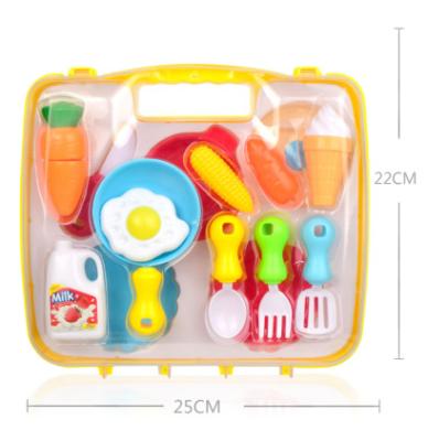 China Plastic Pretend Play 15pcs Kitchen Toys Set With Suitcase Role Play Classic Toys Kitchen Toy For Kids for sale