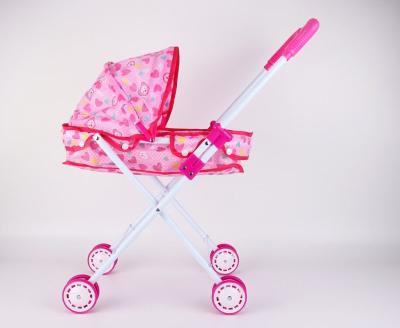 China Funny Little Pretend Play Baby Pink Sliding Pram Toy Doll Stroller For Children HL106 for sale