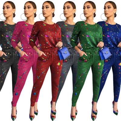 China W6730-New Arrivals 2020 Women's Anti-Static Two-Piece Set Graffiti Long Sleeve 2 Piece Sweatsuit Anti-Static Sweatsuit for sale