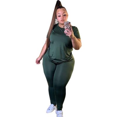 China Style Solid Color QUICK DRY QUICK DRY Shorts Plus Size Hot Sleeve 2 Pieces Set 5 Colors Plus Size Ladies Solid Color Two Piece Set for sale