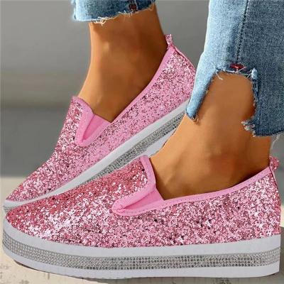 China Fashion Bright Casual Comfortable Color Large Size Women's Shoes Anti-Slippery Platform Slip On Platform Loafers Ladies Luxury Women for sale