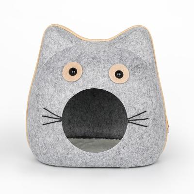 China Travel Around Calming Cute Felt Cat Cave Beds Cama Para Modern Design Pet Mascotas Warm Eco Friendly Pet Bed for sale