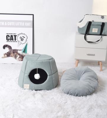 China 2021 New Winter Travel Super Soft Luxury Warm Fluffy Deep Sleep Around Cute Pet Accessories Cat Cave Beds for sale